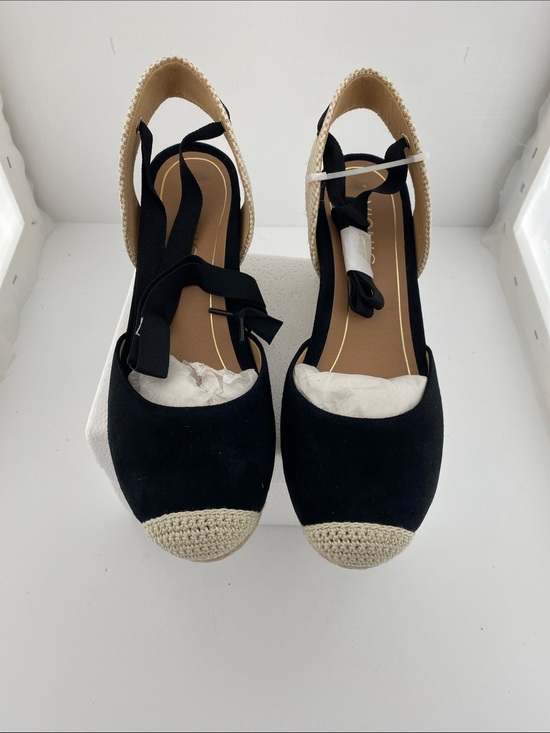 Vionic Shoes - Vionic Black Espadrille Wedge Sandals with Natural Jute Trim